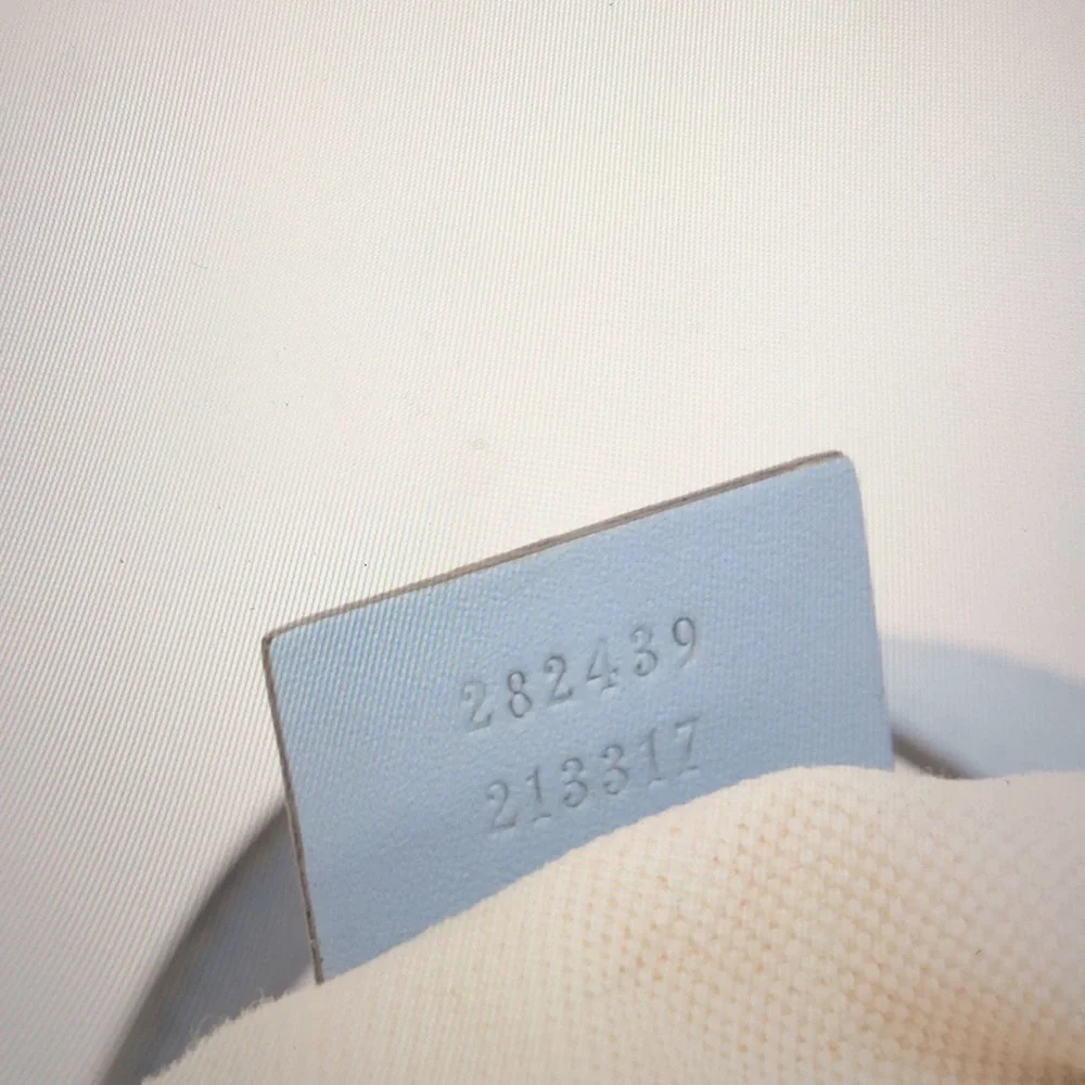 #0212 Gucci GG Beige Canvas & Baby Blue Leather Tote - Picture 9 of 11